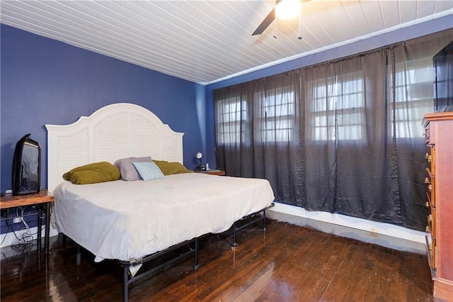 208 Beck St, Atmore, AL 36502 - bedroom with hardwood / wood-style flooring, a ceiling fan, and wooden ceiling