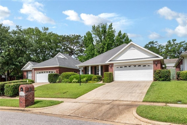 1056 Cross Gates Pl, Mobile, AL 36609 - single story home with brick siding, a garage, a front lawn, and driveway