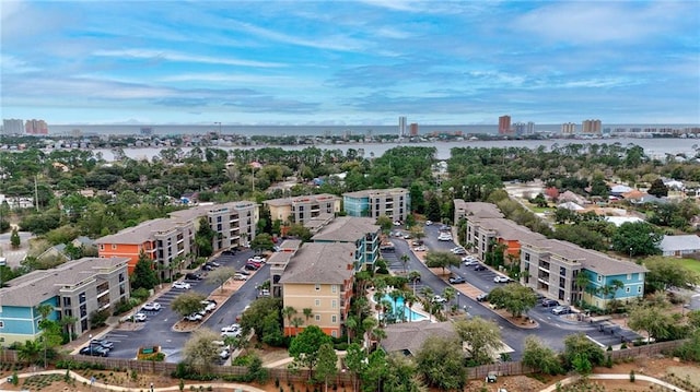 aerial view featuring a city view