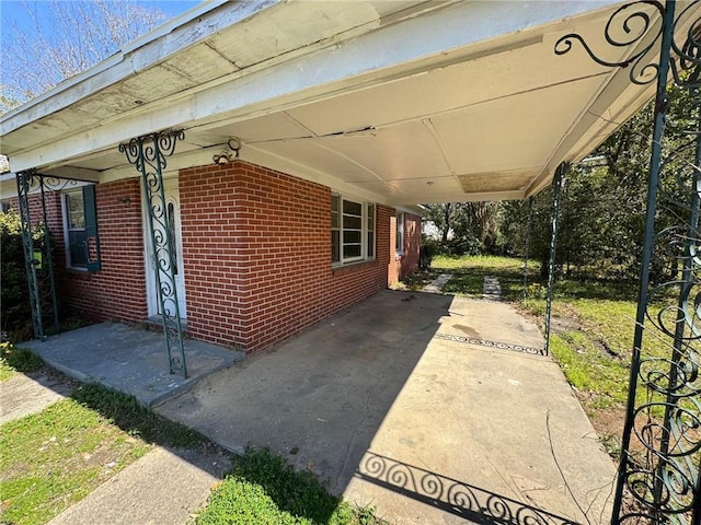 view of patio with an attached carport