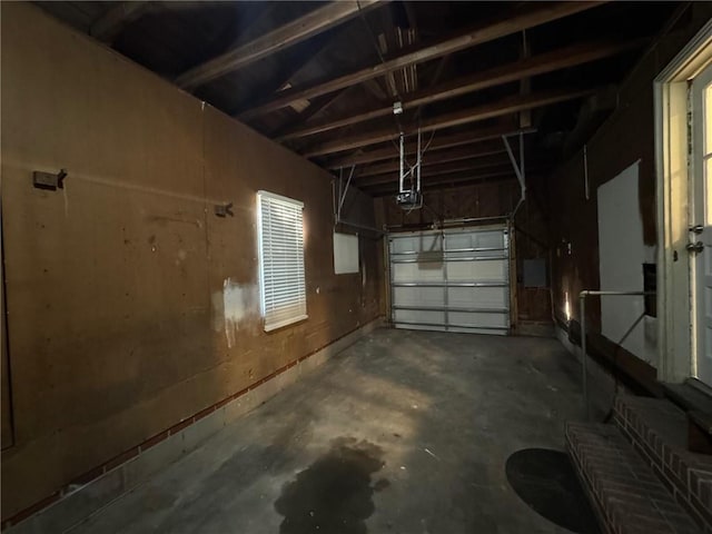 garage with a garage door opener