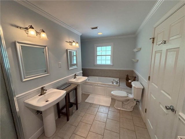 5911 Shenandoah Rd N, Mobile, AL 36608 - bathroom with a garden tub and crown molding