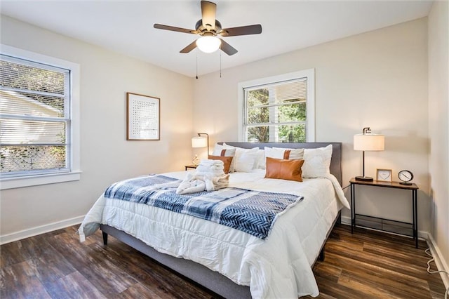 54 Bishop Ln, Mobile, AL 36608 - bedroom featuring wood finished floors, baseboards, and a ceiling fan