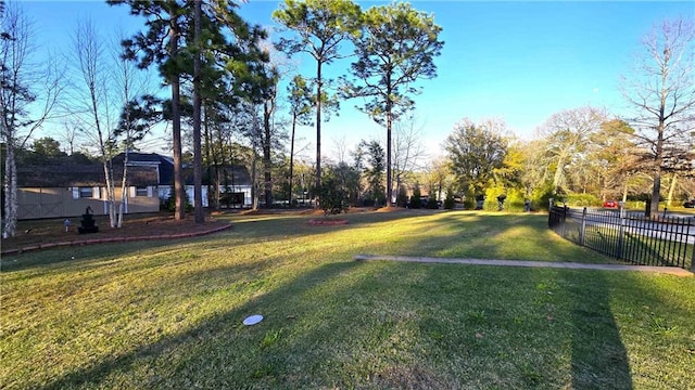 view of yard featuring fence