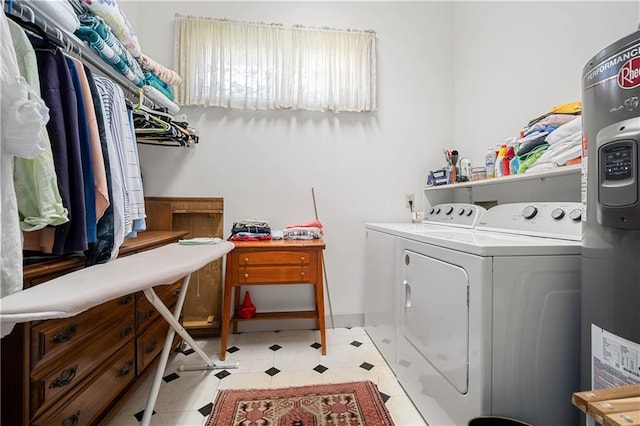 110 Schooley Cir, Daphne, AL 36526 - washroom with washing machine and clothes dryer, tile patterned floors, and water heater