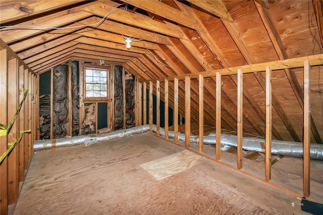 view of unfinished attic