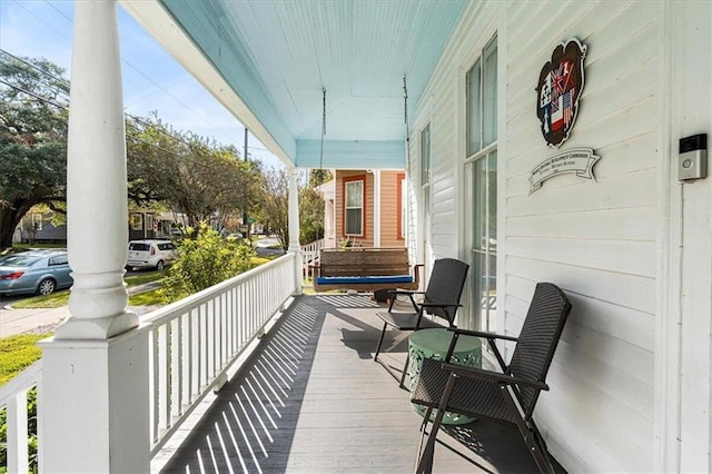 deck featuring a porch