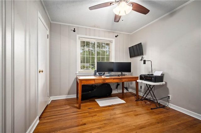 361 Tatum Ave, Mobile, AL 36609 - office featuring wood finished floors, crown molding, and ceiling fan
