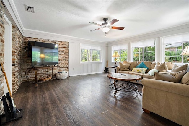 361 Tatum Ave, Mobile, AL 36609 - living area with wood finished floors, a ceiling fan, and ornamental molding