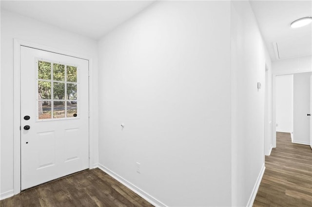 doorway featuring dark hardwood / wood-style floors