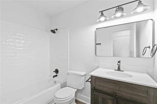 full bathroom with toilet, shower / bath combination, and vanity