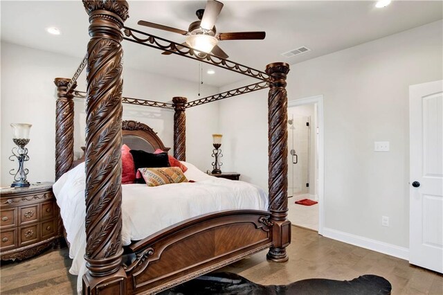 30768 Bauer Ave, Spanish Fort, AL 36527 - bedroom featuring recessed lighting, ensuite bathroom, and a ceiling fan