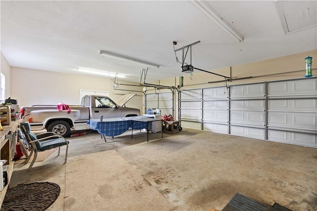 garage with a garage door opener