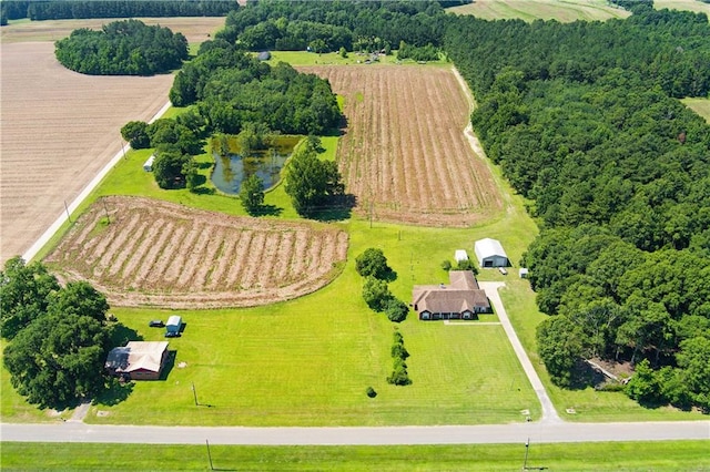 drone / aerial view with a rural view