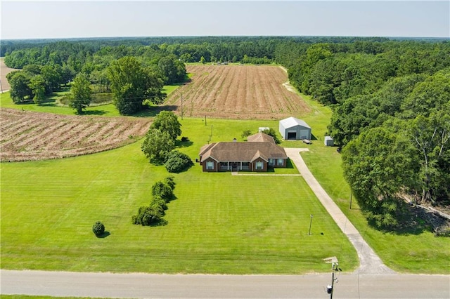 drone / aerial view with a rural view