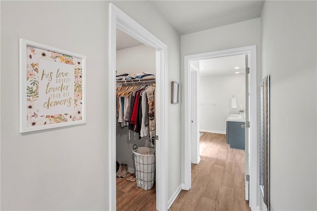 10232 Brodick Loop, Spanish Fort, AL 36527 - hall featuring light wood-style floors, baseboards, and a sink