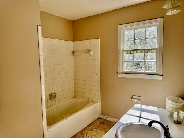 bathroom with vanity and tile patterned floors