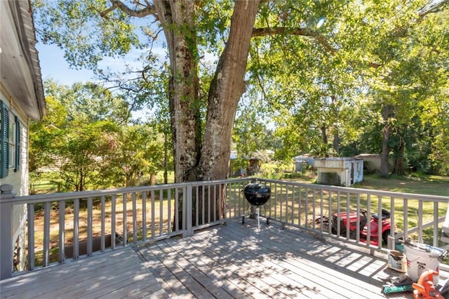 deck featuring grilling area