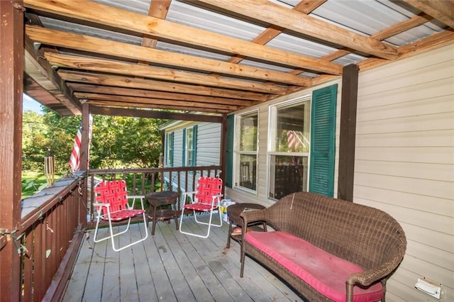 wooden terrace featuring a pergola