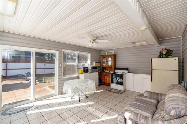 sunroom / solarium with ceiling fan