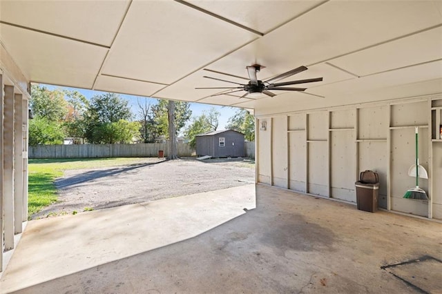 view of patio with ceiling fan