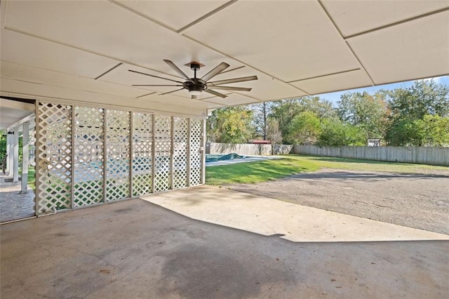 view of patio / terrace featuring ceiling fan