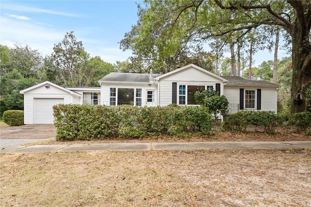 single story home with a garage