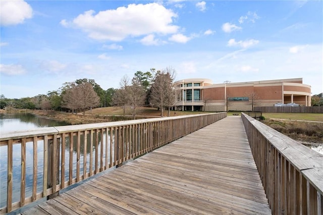 view of dock featuring a water view