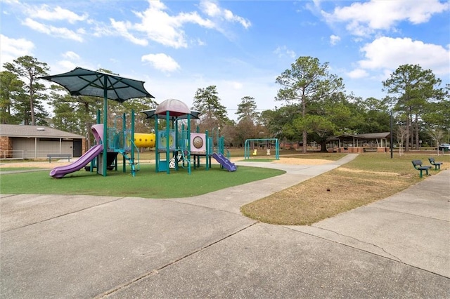 view of play area featuring a yard