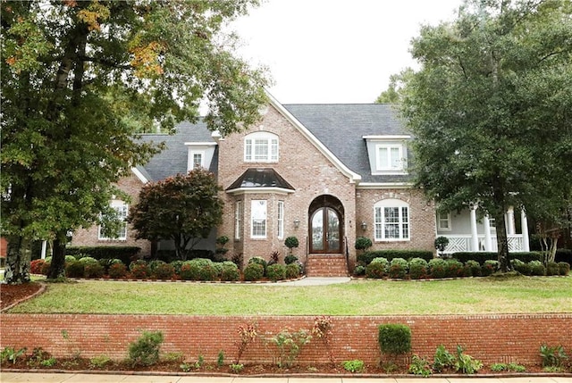 view of front of house featuring a front lawn