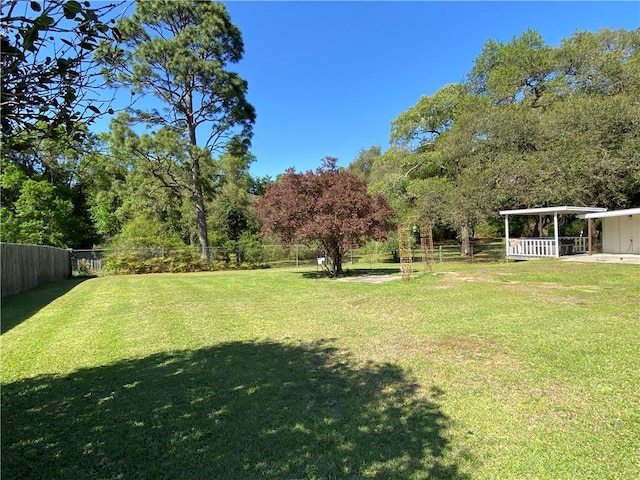 view of yard featuring a fenced backyard