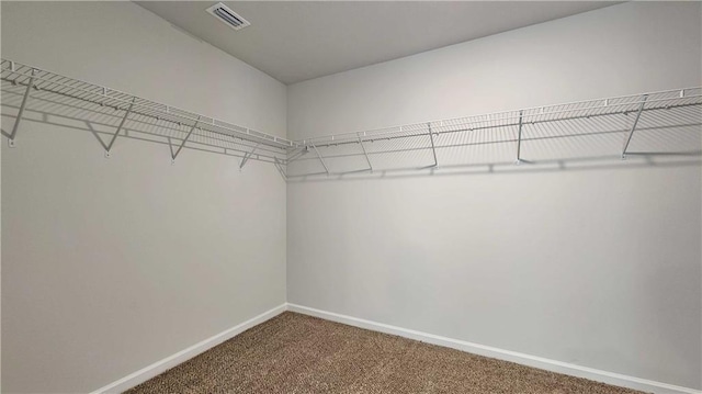 spacious closet with visible vents and carpet