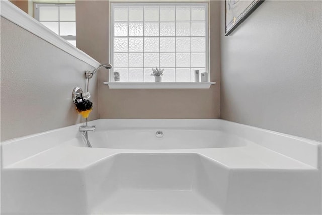 bathroom featuring a garden tub