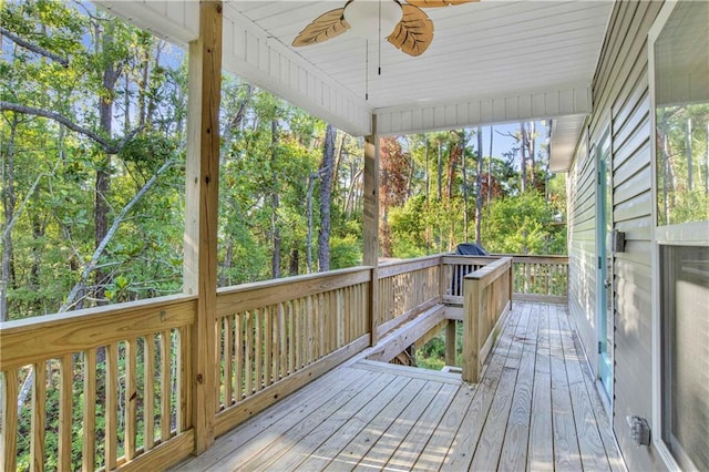 deck featuring ceiling fan