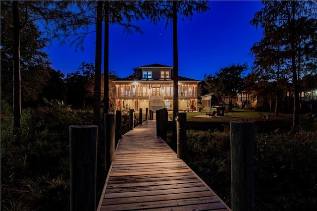 view of back house at night