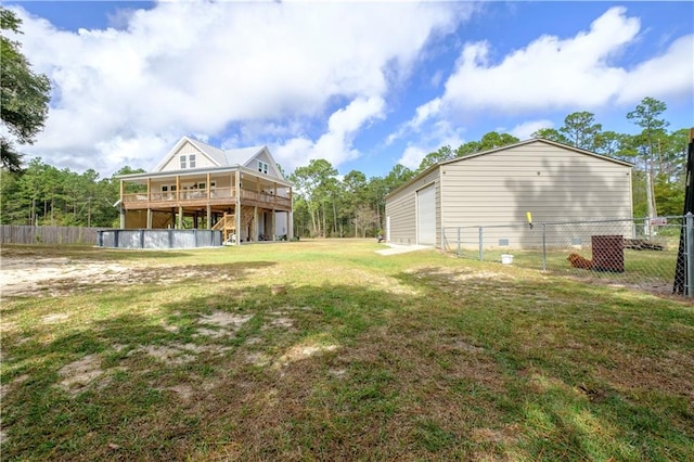 view of yard featuring a wooden deck