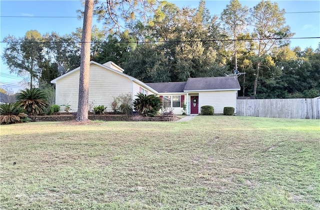 single story home with a front yard