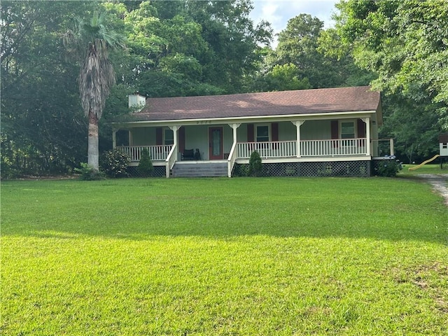 9016 Julie St, Mobile, AL 36608 - view of front of home featuring covered porch and a front yard