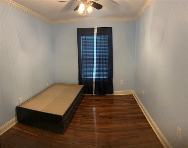 9016 Julie St, Mobile, AL 36608 - spare room with ceiling fan, wood finished floors, ornamental molding, and baseboards