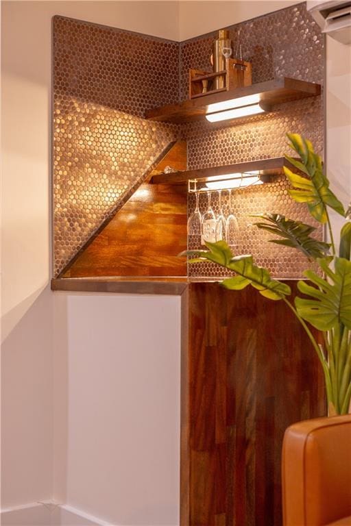 interior space featuring backsplash