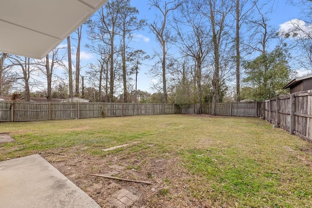 view of yard featuring a fenced backyard