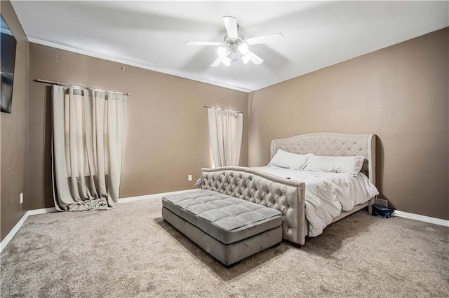 bedroom featuring carpet flooring and ceiling fan