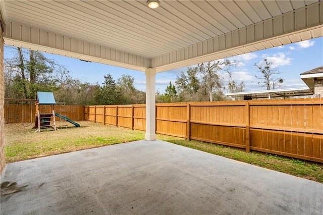 view of patio with a playground