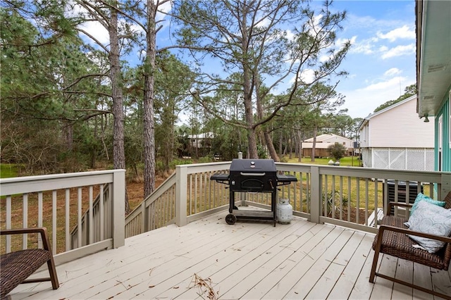 deck featuring grilling area