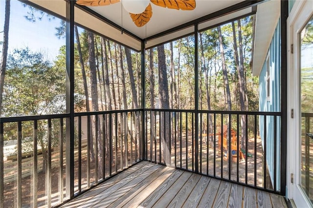 view of unfurnished sunroom