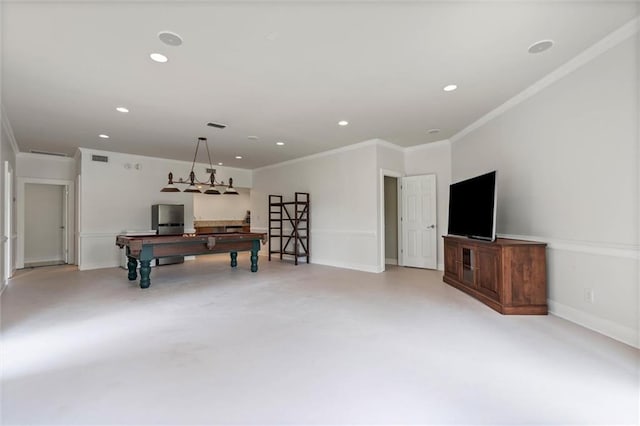 6060 Riverchase Dr S, Mobile, AL 36619 - playroom featuring concrete floors, crown molding, and recessed lighting