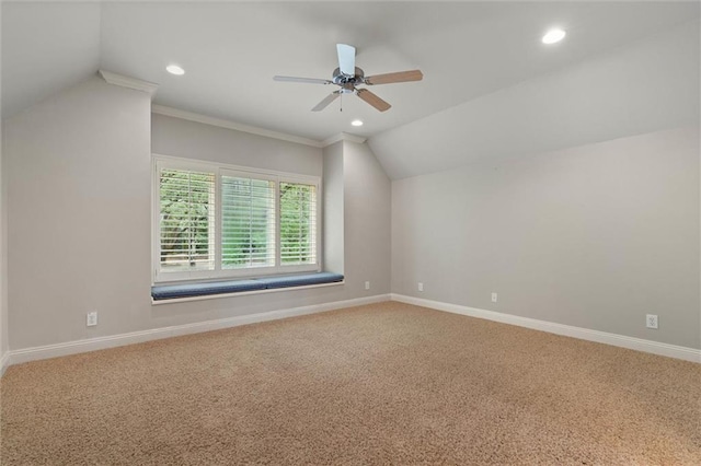 6060 Riverchase Dr S, Mobile, AL 36619 - bonus room with vaulted ceiling, carpet flooring, a ceiling fan, and recessed lighting