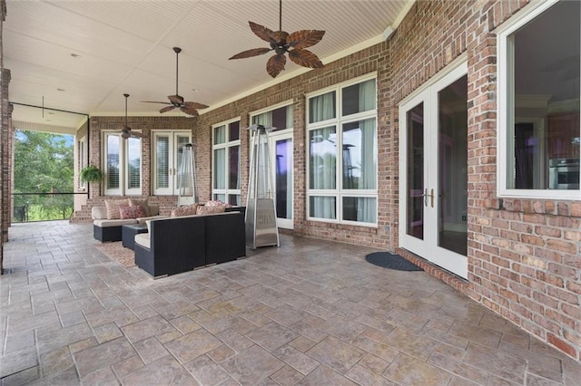 6060 Riverchase Dr S, Mobile, AL 36619 - view of patio / terrace featuring french doors, an outdoor living space, and ceiling fan