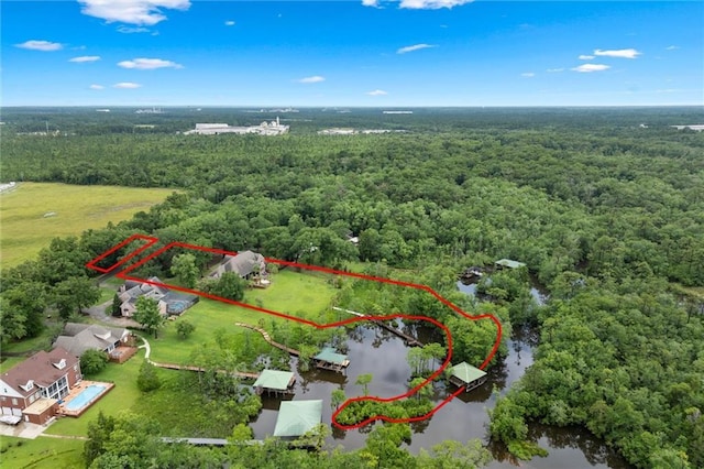 6060 Riverchase Dr S, Mobile, AL 36619 - aerial overview of property's location featuring a nearby body of water and property boundaries highlighted