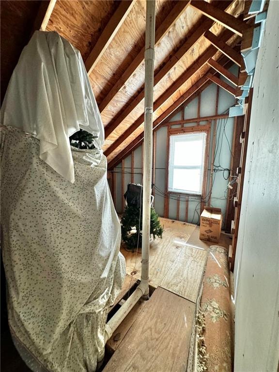 view of unfinished attic